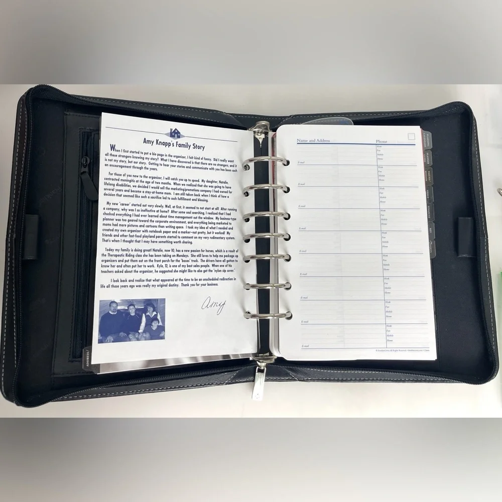 2009 Franklin Covey LEATHER Planner Organizer 7 Ring Insert Handle 10.25” UNUSED
